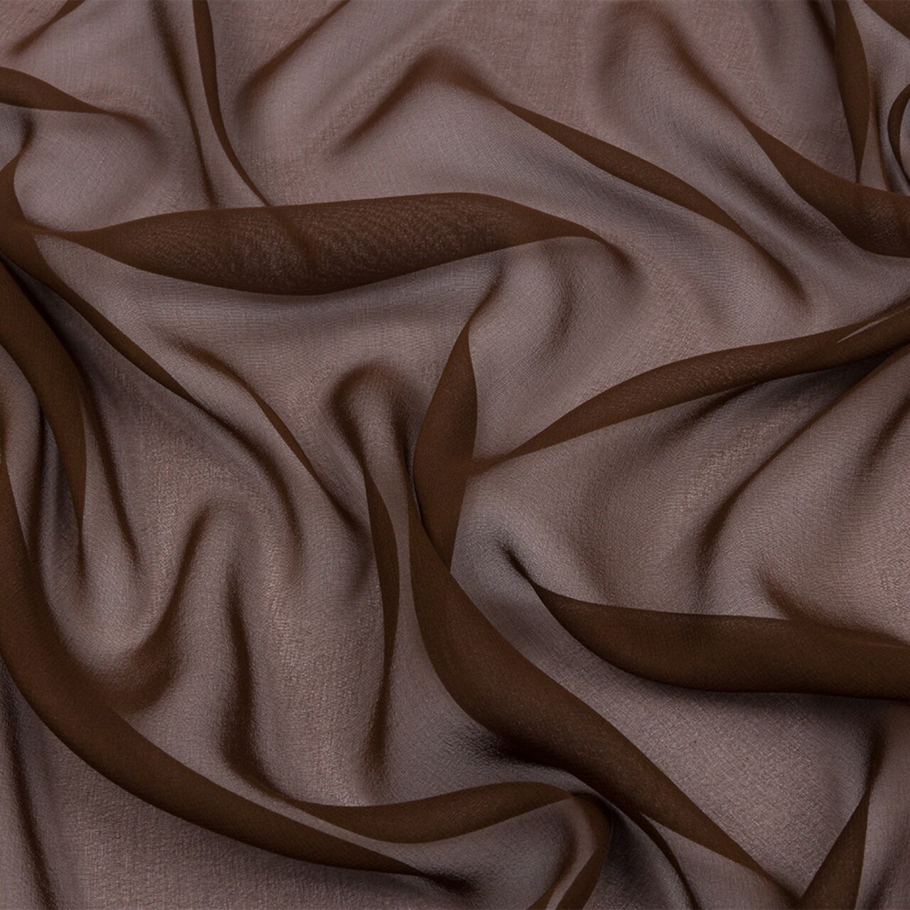 1 Yard Lightweight Sheer Silk Chiffon Chocolate Fabric for Scarves, Ruffles & Draped Extensions, 44 Inches Width